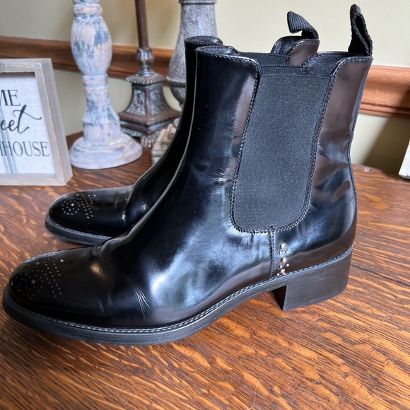 Boemas Vera Gomma Shiny Black Leather Italian Boots - Picture 2 of 7